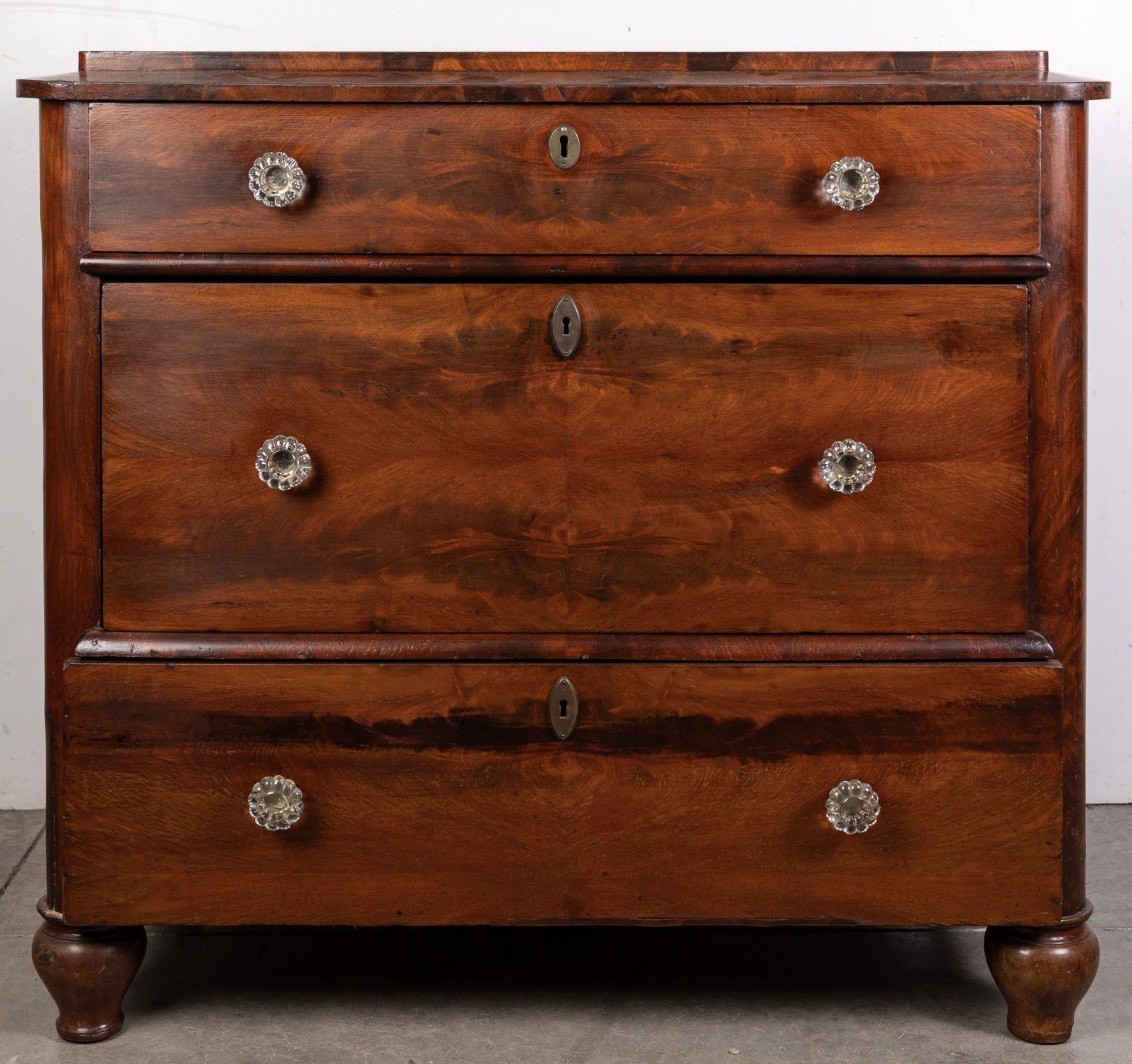 Antique 1820 Empire Period Chest of Drawers Dresser, Bookmat