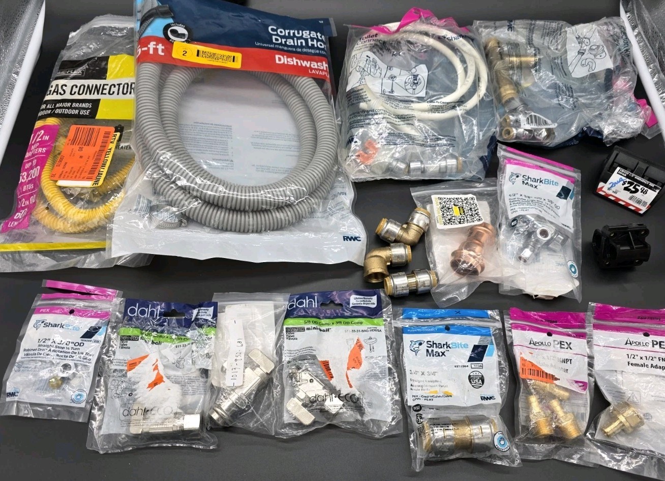 Mixed Lot Of Plumbing Supplies Valves Fittings Connection Kits