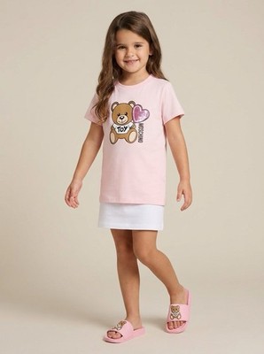 Moschino Kids Teddy Bear Motif T-Shirt Pink Size 12
