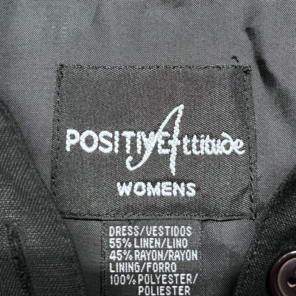 Платье женское Positive Attitude 20 черное льняное вискозное коктейльное на пуговицах 3041 - Изображение 4 из 4