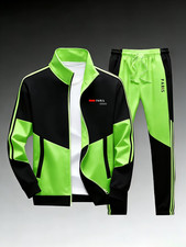 Men's 2Pc Tracksuit Set PARIS High Collar Jacket Sportswear Colorblock M-XXXL