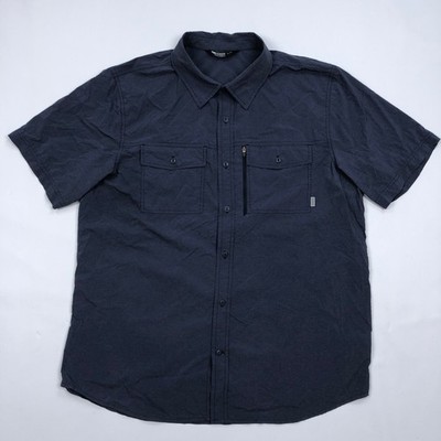 Outdoor Research Way Station Shirt Mens XL Blue Short Sleeve Hiking 279958