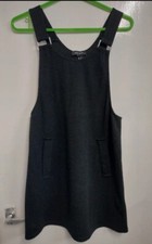 NEW LOOK Black Pinafore Dress Size 8 Mini Dungaree Style Sleeveless Pockets