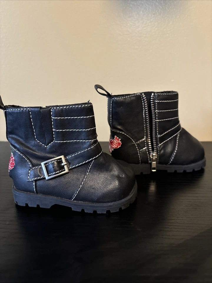 Disney Mickey Mouse Niñas 6-12 Meses Negro Imitación Cuero Cremallera Botas Nuevas sin Etiquetas Foto 3 de 4