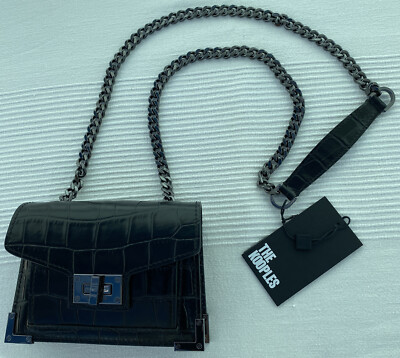 Kooples Emily Nano X Chain Black Leather Crossover Bag UK