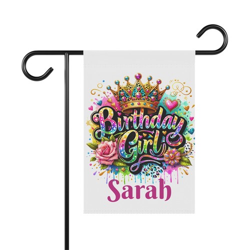 Custom Name Flag, Birthday Girl decor Double-Sided Spring Flag, Personalized - Picture 2 of 9