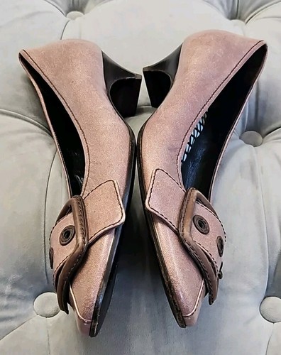 Miu Miu Prada Italy Purple Brown Leather Buckle Kitten Heels Womens Shoes 40 9 - Picture 12 of 17