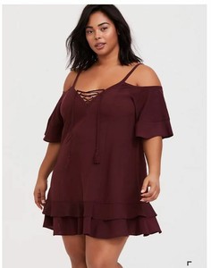 plus bathing suit torrid dress swimsuit 2x shoulder cold