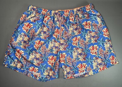 Peter Millar Seaside Collection Men's XXL Lined Swim Trunks Ocean Reef Print