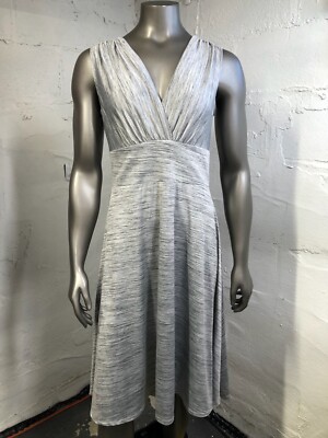 Maurices Dress Womens Medium Fit & Flare Faux Wrap Gray Sleeveless Knit |  eBay