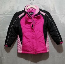 Girl's ROTHSCHILD Insulated Pink  Black Puffer Double Zipper Coat no hood