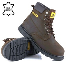 Image of MENS NUBUCK LEATHER SAFETY WORK BOOTS STEEL TOE CAP HIKING ANKLE SHOES UK SZ