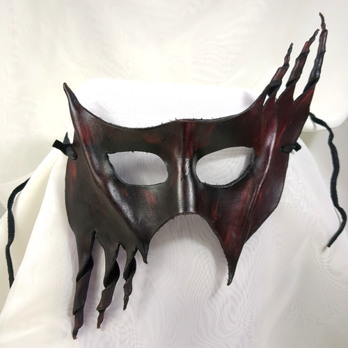 Mask Leather Art Renaissance Festival Handmade Mardi Gras Costume Theatre Party - Picture 5 of 24