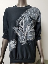 Vintage Glitter Trim Fox Short Dolman Sleeve Top