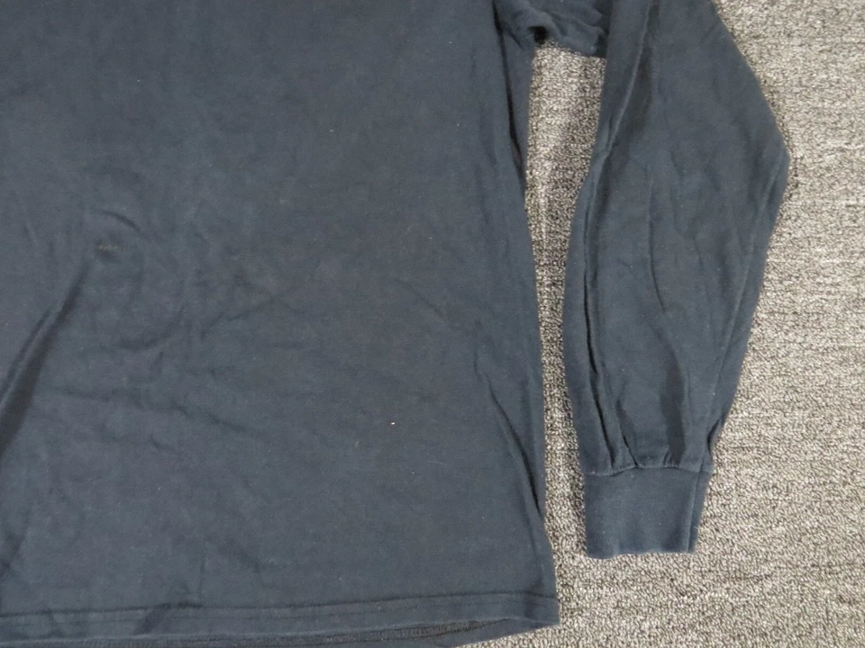 Camisa Costa Para Hombre Pequeña Negra Manga Larga Cuello Redondo T Logo Foto 4 de 4