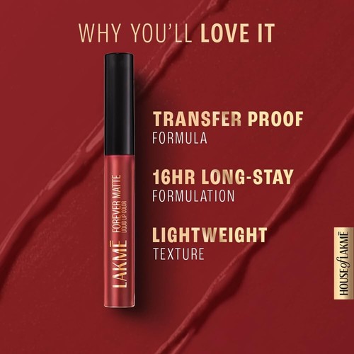Lakme Forever Matte Liquid Lip Colour, Lightweight Brown Espresso 5.6 ml - Picture 7 of 9