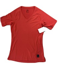Image of Nike Pro Training T Shirt Men's Size M Red Dri Fit Short Sleeve V neck