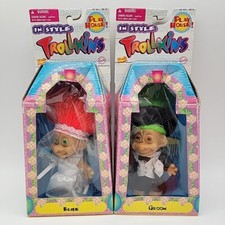 Troll Dolls Vintage Wedding Set Bride  Groom Hair Trolls Trollkins 1998 1990s