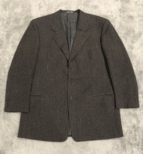 80s VINTAGE GIORGIO ARMANI Thick Virgin Wool Check Plaid Men's 44L Blazer Jacket