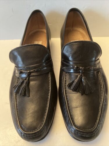 Johnston & Murphy Unmistakably Mens Black Leather Kilty Dress Shoes Sz 9 E Italy - Picture 2 of 12