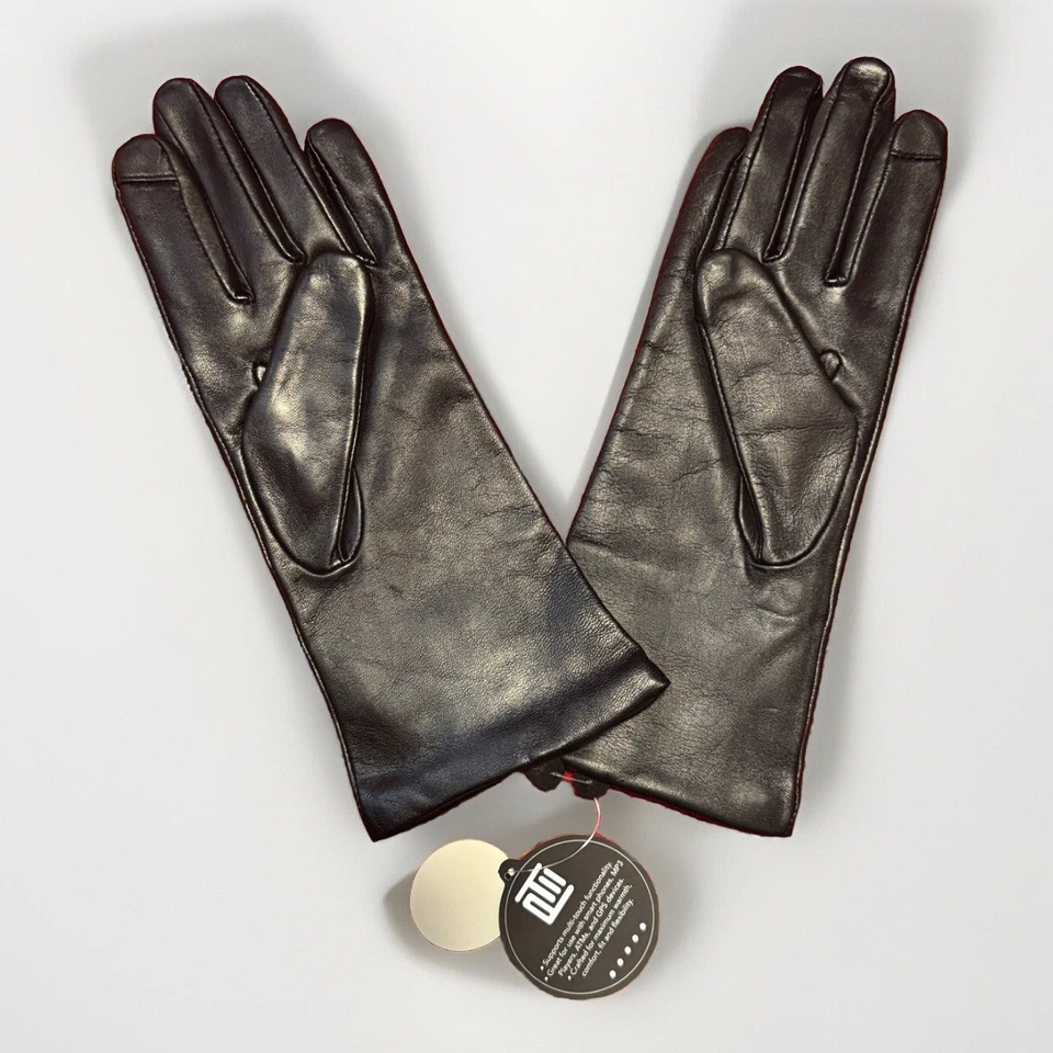 Guantes de cuero negros Fownes Brothers forrados en cachemir Touchpoint Tech talla 6,5 NUEVO Foto 2 de 4