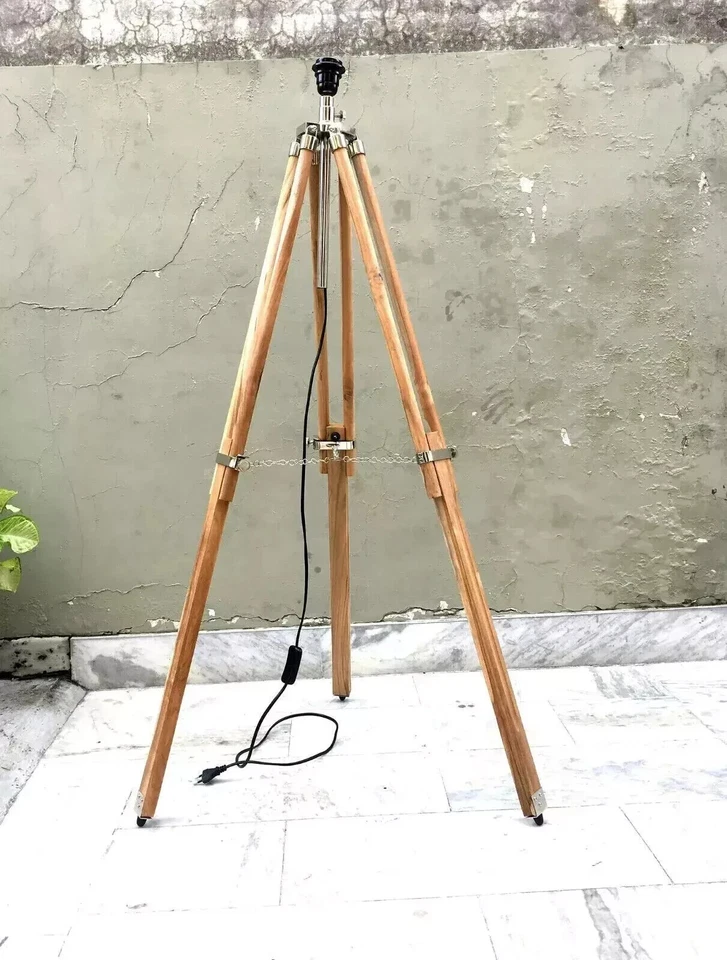 Nautical Teak Wood Adjustable Tripod Vintage Floor Stand Antique Style Tripod - Image 2 of 4