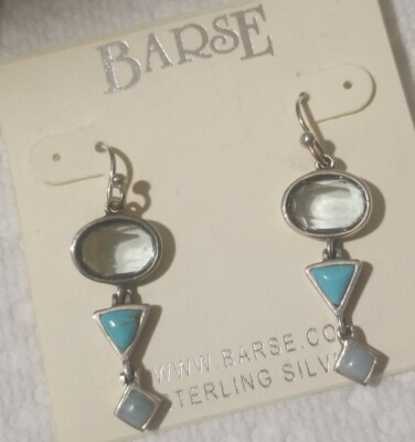 Barse Sterling Türkis Blautopas Ohrhänger