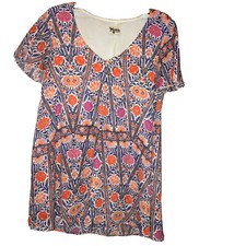 Show Me Your Mumu Kylie V Neck Mini Dress Floral Tambourine Blue Pink Orange XS