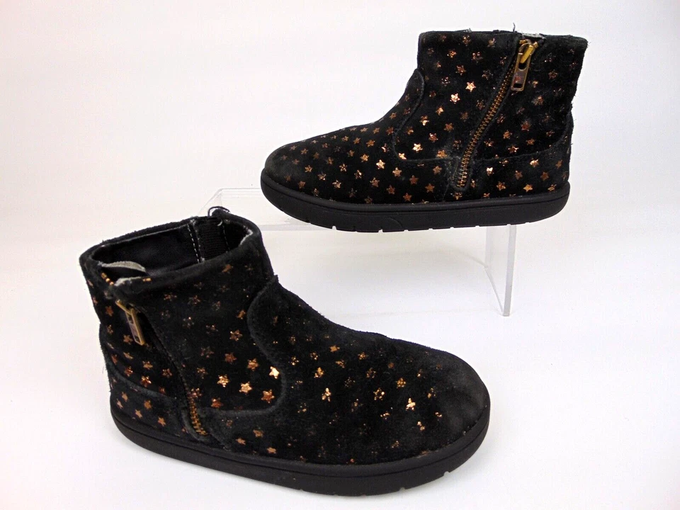 Botas de bebê Stride Rite infantil menina Zaria tamanho 10.0 K, couro camurça preto - Imagem 2 de 4