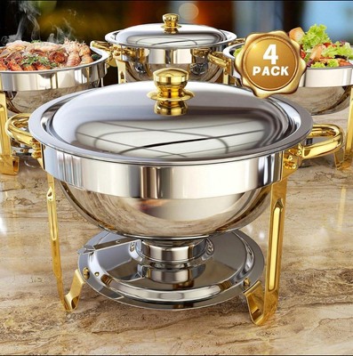 Chafing Dishes For Buffet 2 Pack, 5QT Round Chafing Dish Buffet Set.