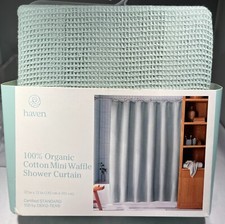 Haven 100 Organic Cotton Mini Waffle Shower Curtain 72" x 72" - CHOOSE COLOR 