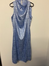 SHEIN Blue Sleeveless Cowl Neck Midi Dress Size S Satin Feel Occasion Dress