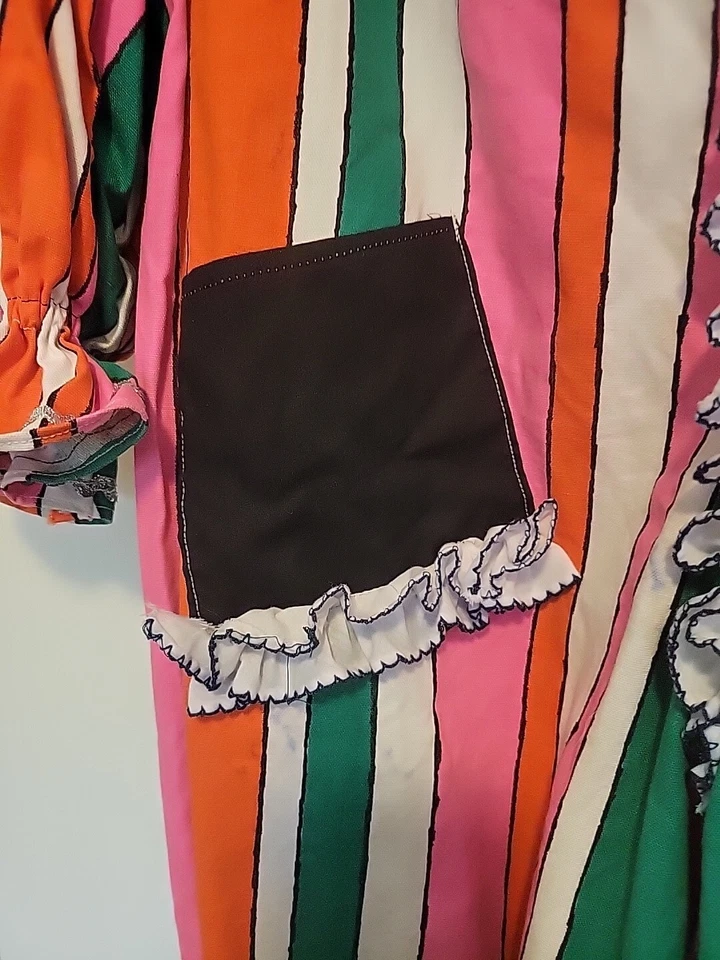 Vintage Handmade Clown Costume Striped Circus Movie Prop READ See Measurements - image 3 of 4