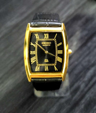 Vintage Tank Men's Classic Tank Barrel Gold Black Watch New Mvt Batt