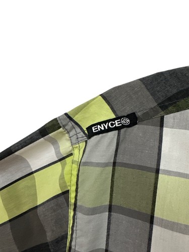 Vtg Enyce Button Shirt Men SZ XL Green Black Plaid Hip Hop Rap Streetwear Logos - Picture 7 of 8