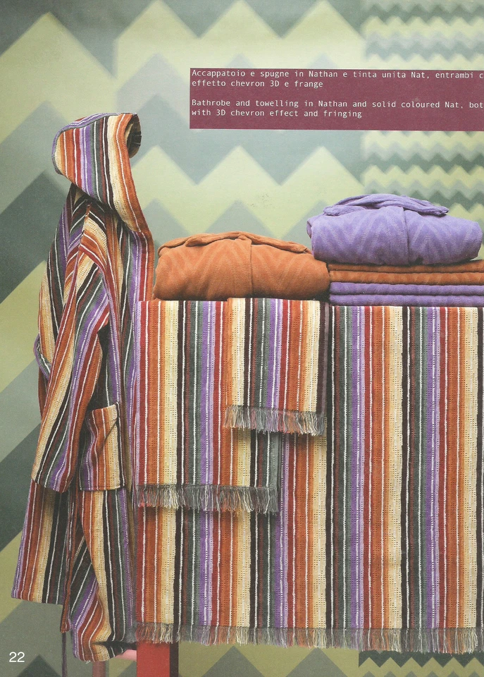 JUEGO DE TOALLAS PARA EL HOGAR MISSONI CHEVRONS EFECTO 3D FLECOS TERCIOPELO ECOLÓGICO NATHAN 156 Foto 4 de 4