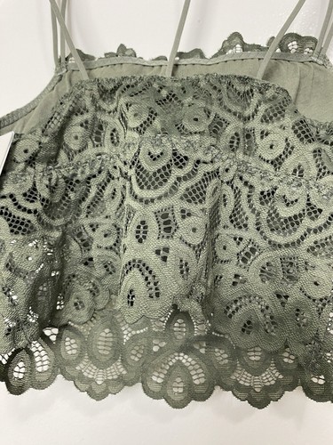 Tranquil & True Lace Bralette Bra Size S Women's Green Double Strap Padded - Picture 15 of 15