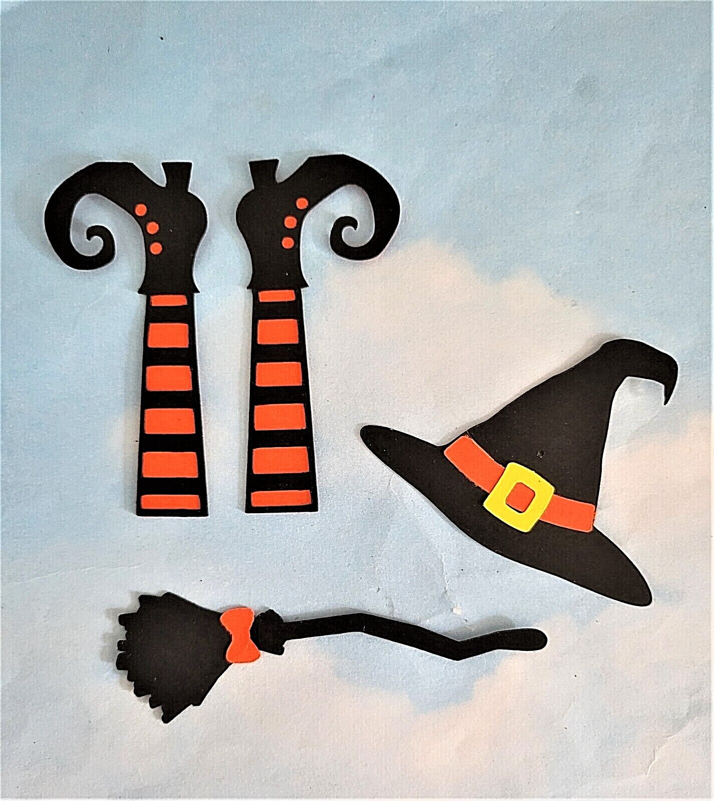Die Cut Halloween card topper witch legs, hats and broomsticks eBay