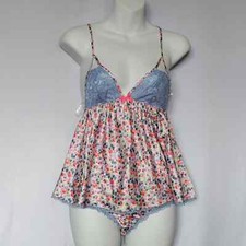Victoria's Secret Baby Doll Nighty 2 Piece Floral Bows Lace Size Small New NWT