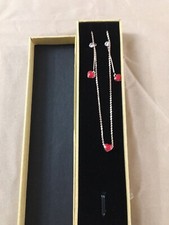 Necklace  Earring Set Red Hearts New In Box