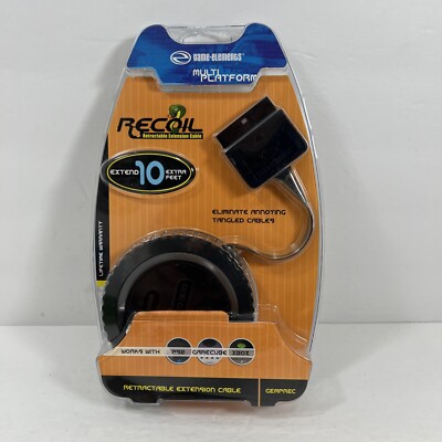 Game Elements Recoil Retractable Extension Cable 10FT PS2 Gamecube XBOX