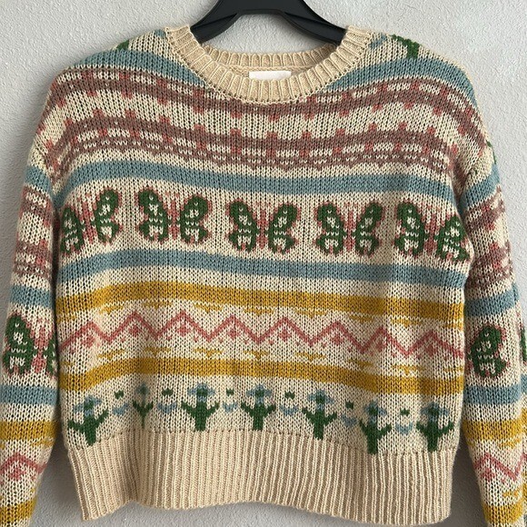 No comment Colorful Patterned cropped Sweater med… - image 3