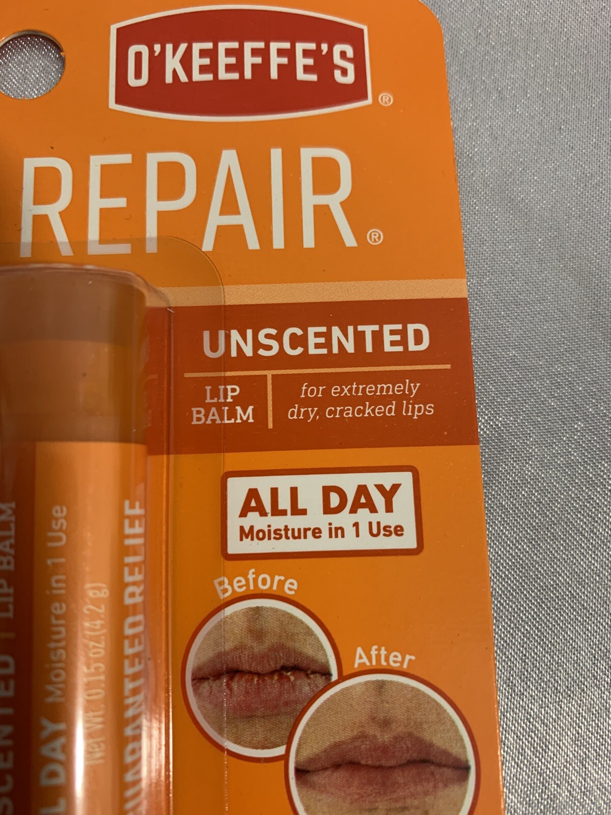 O'Keeffe's Unscented Lip Repair Lip Balm for Dry, Cracked Lips, Stick