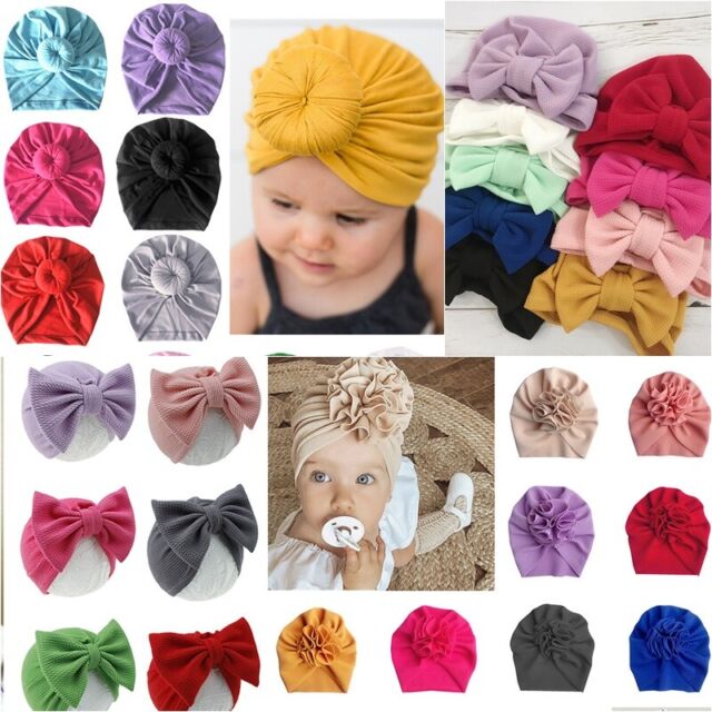 Infant Baby Beanie Turban Hat Bow Knot Cap Newborn Head Wraps Kids Knot Headband