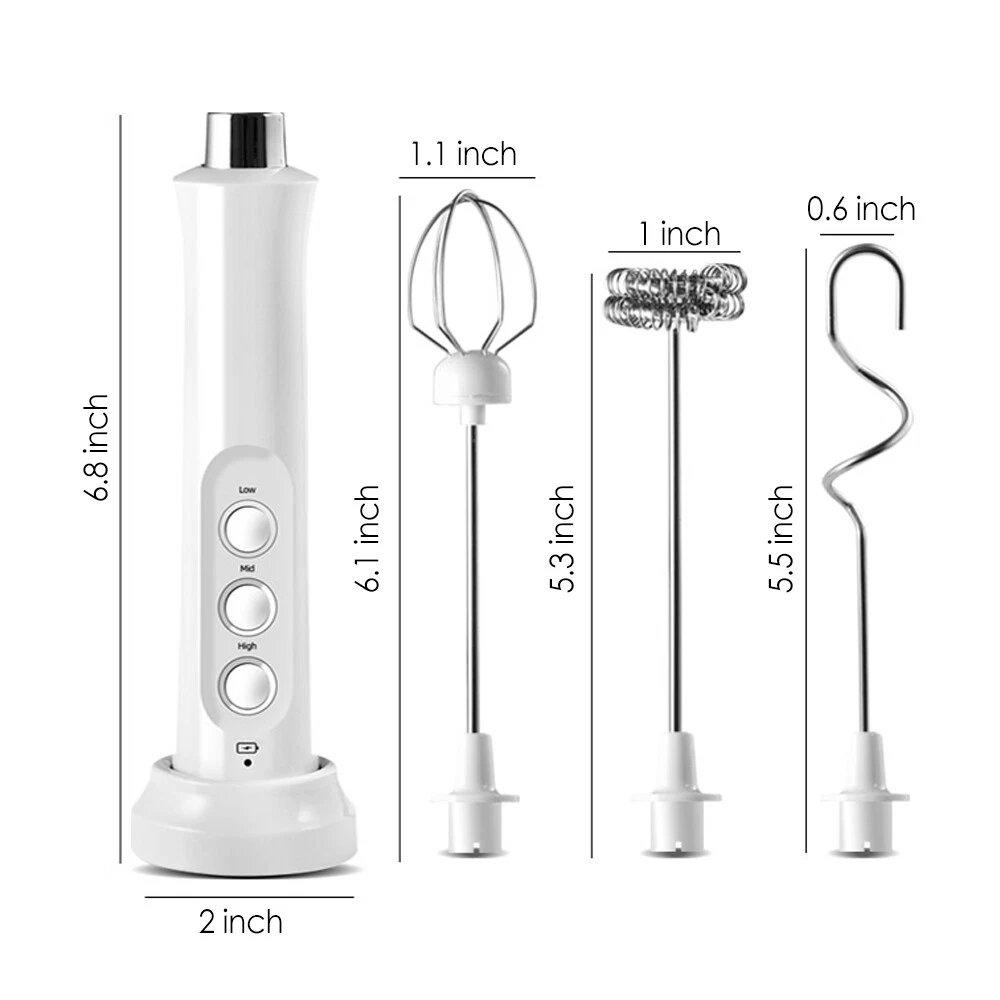 Milk Frother Handheld Double Whisk Foam Coffee Maker USB Rechargeable Electric