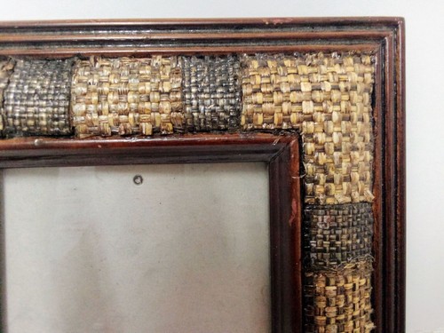 Vintage Wooden Picture Photograph Frame 7"x9" Woven Matting Holds 5"x7" Picture - Picture 4 of 10