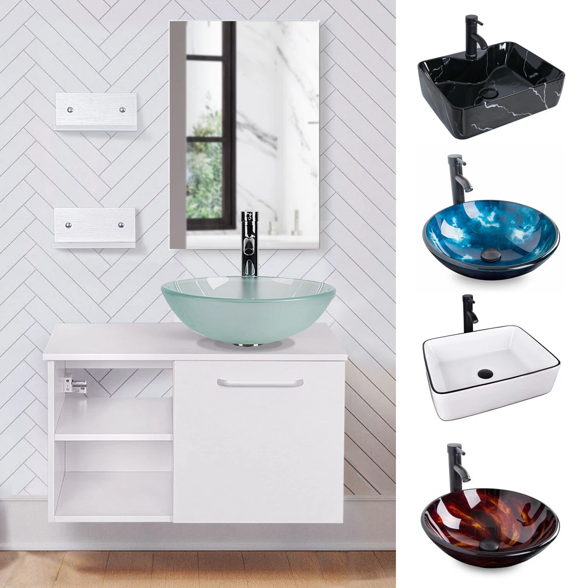 Vessel vanity base outlet