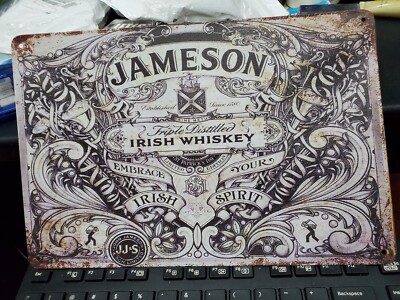 Metal sign JAMESON IRISH WHISKEY Embrace Your Spirit New sealed approx 8 x12 