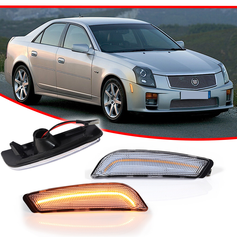 Clear Amber LED Front Bumper Side Marker Lights Set For 03-07