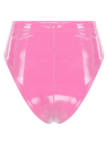 Womens Latex Wet Look Booty Shorts High Waisted Zipper Crotch Cheeky Hot Pants - Picture 63 of 70